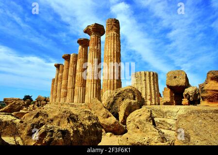 park of the valley of the temples temple of Ercole Agrigento Sicily Italy Stock Photo