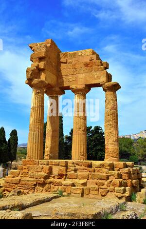 temple of the Dioscuri Valley of the Temples Agrigento Sicily Italy Stock Photo
