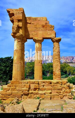 temple of the Dioscuri Valley of the Temples Agrigento Sicily Italy Stock Photo