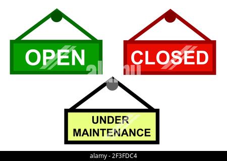 Icon Store Plank, Open and Close, isolated on white Stock Vector