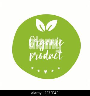 Organic product icon design symbol. Stamp with leaf shape design. Vector illustration. Stock Vector