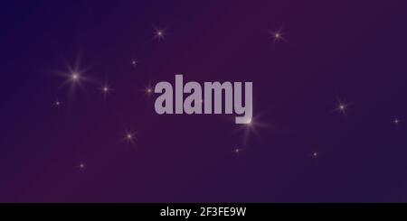 Purple, violet, amethyst, Gradient colorful bright background with stars flare glare lights. Vector illustration horizontal format Stock Vector