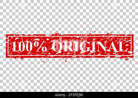 Scratch Red Rectangle Rubber Stamp, 100% Original, Isolated on White Stock Vector