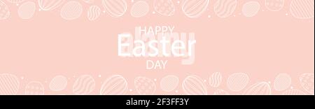 Pink Easter background with holiday congratulations - Vector illustration Stock Vector