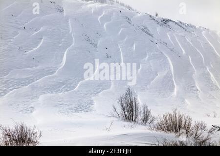 Wind sculpted patterns in fresh snow; near the Madonna Mine; Monarch Pass; Colorado; USA Stock Photo