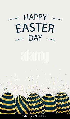 Easter background with festive black and gold eggs - Vector illustration Stock Vector