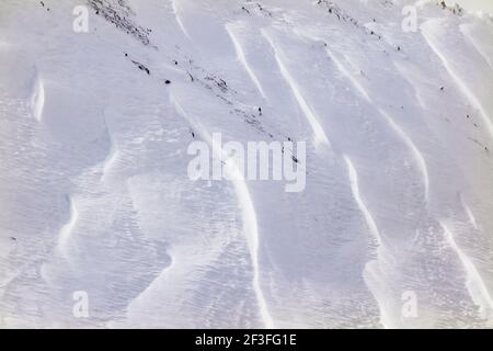 Wind sculpted patterns in fresh snow; near the Madonna Mine; Monarch Pass; Colorado; USA Stock Photo