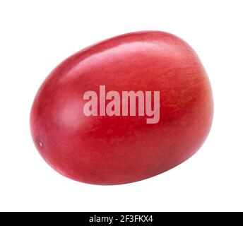 Red ripe grape isolated on white background. Purple dark fresh grape seedless berry. Macro, studio shot Stock Photo