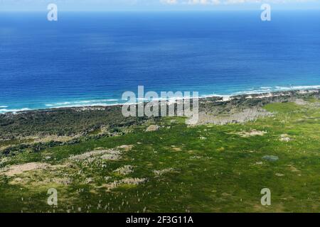 Aerial view of North Stradbroke Island in Queensland, Australia. Stock Photo