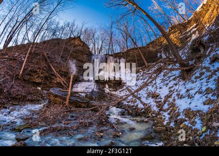 Billy Green Waterfalls Hamilton Ontario Canada in winter Stock Photo