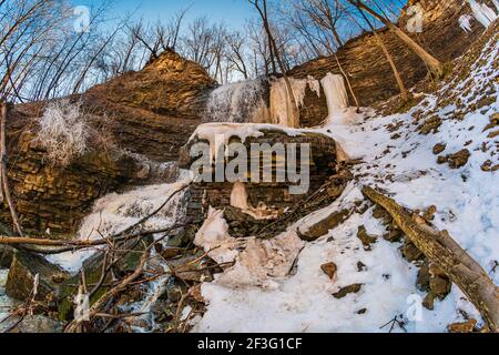 Billy Green Waterfalls Hamilton Ontario Canada in winter Stock Photo