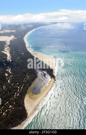 Aerial view of North Stradbroke island, Queensland, Australia. Stock Photo