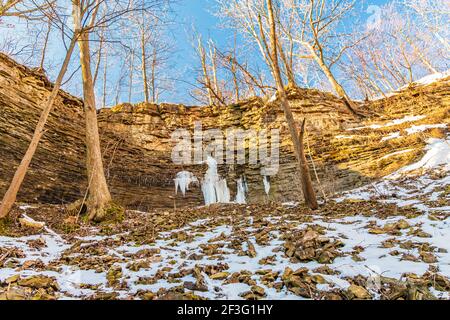 Billy Green Waterfalls Hamilton Ontario Canada in winter Stock Photo