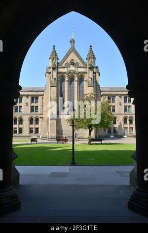 View of Glasgow University Chapel from the cloisters, in Scotland, UK, Europe Stock Photo