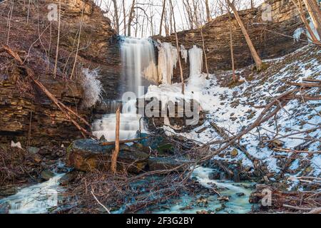 Billy Green Waterfalls Hamilton Ontario Canada in winter Stock Photo