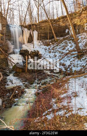 Billy Green Waterfalls Hamilton Ontario Canada in winter Stock Photo