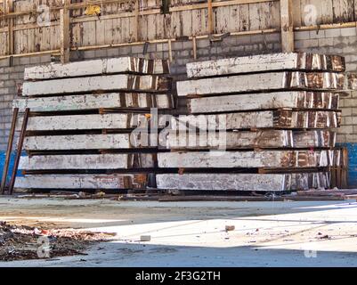 large reclaimed timbers / lumber Stock Photo