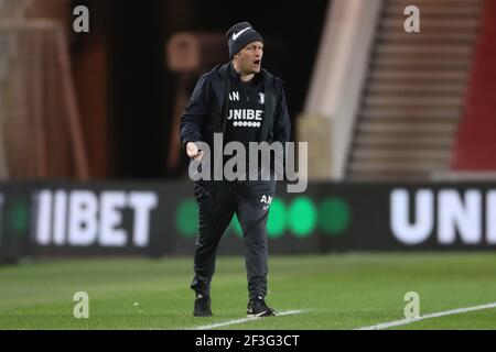 MIDDLESBROUGH, ENGLAND. MARCH 16TH: Preston North End manager Alex Neil during the Sky Bet Championship match between Middlesbrough and Preston North End at the Riverside Stadium, Middlesbrough on Tuesday 16th March 2021. (Credit: Mark Fletcher | MI News) Credit: MI News & Sport /Alamy Live News Stock Photo