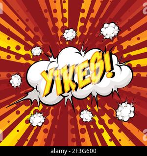 YIKES wording comic speech bubble on burst illustration Stock Vector