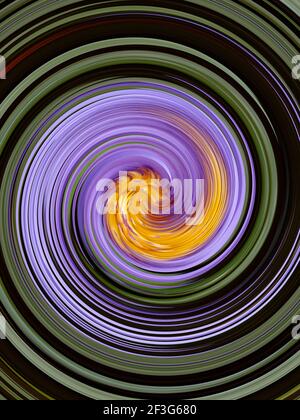 Fire wave on black and green color background, Purple with yellow flame rolling and curl up to spiral , Illustration shining embryo Stock Photo