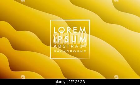 Abstract wave background design template. Wavy liquid vector illustration. Yellow gold gradient color fluid Stock Vector