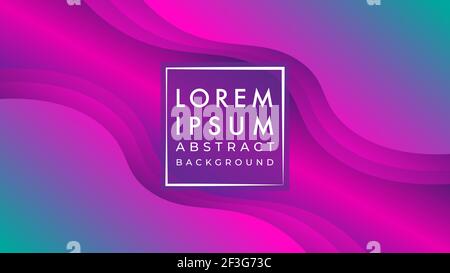 Colorful abstract wave background design template. Layered wavy shape vector illustration. Dark purple magenta gradient color Stock Vector