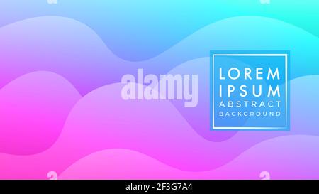 Colorful abstract wave background design template. Wavy shape vector illustration. Light Blue pink purple soft gradient color Stock Vector