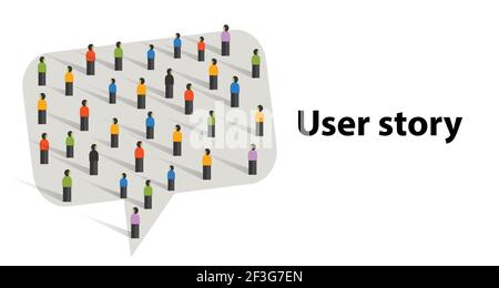 user story comment bubble chat speech message by crowd talk together Stock Vector