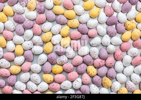Chocolate mini eggs Stock Photo