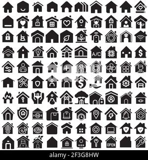 Home icons collection.Home icons Set. Home icons pack. Buttons for mobile apps and websites Stock Vector