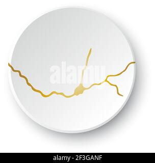 Gold Kintsugi crack. Broken and crack effect, craquelure and damaged texture. Vector illustrations can be used for kintsugi decorations, wall arts Stock Vector