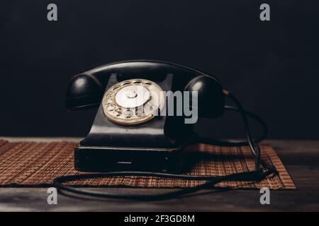 retro telephone office communication technology close-up studio Stock Photo