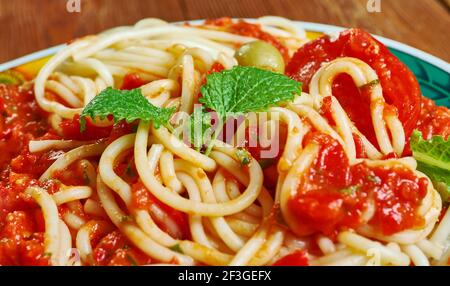 Pasta saltata - traditional Ethiopian dish that originated Stock Photo