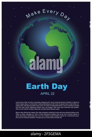 make every day earth day. 22 april earth day celebration standard paper poster with space for custom text. vector illustration Stock Vector