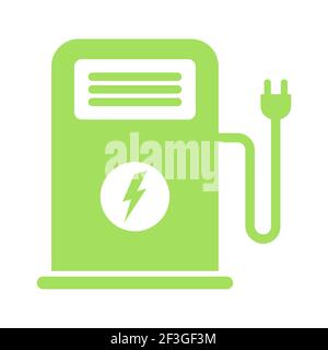Electrical charging station icon. Eco charge concept. Vector illustration isolated on white background Stock Vector