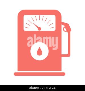 Gas station vector red icon. Refueling icon for web and app. Isolated on white background. Stock Vector
