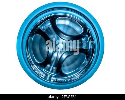 Metal drum of the washing machine made of stainless steel. Stock Photo