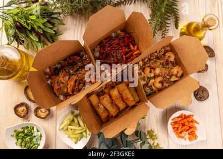 Chinese takeaway food Stock Photo