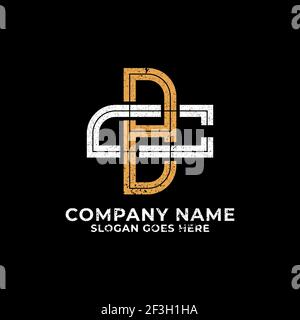 Monogram BC logo design vector, initial letter BC, CB icon with retro vintage rustic style template Stock Vector