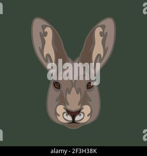 Hand-drawn abstract portrait of a hare for tattoo, logo, wall decor, T-shirt print design or outwear. Colorful vector stylized illustration Stock Vector