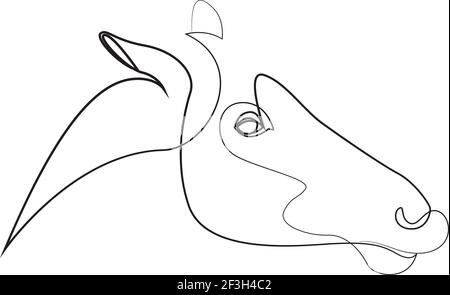 Horse head single continuous line drawing art. Horse for logo, card, banner, poster, flyer Stock Vector