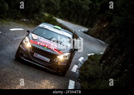 80 BONFILS Hugo and BROUZE Olivier, Peugeot 208 GTI, action during the 2018 French rally championship, rallye du Var from November 22 to 25 at Sainte Maxime, France - Photo Thomas Fenetre / DPPI Stock Photo