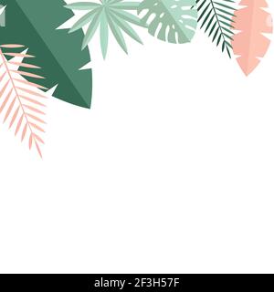 Simple Tropical Palm and Motstera Leaves Natural Background. Vector Illustration EPS10 Stock Vector
