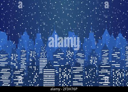 Silhouette of the city with cloudy night sky Stock Vector Image & Art ...