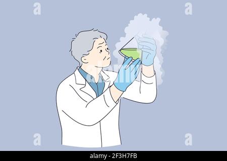 Chemical experiment, science, research concept Stock Vector