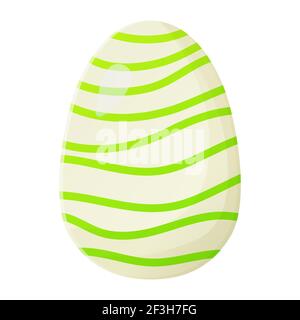 Cute realistic Easter egg painted with green wavy stripes. Can be used as easter hunt element for web banners, posters and web pages. Stock vector Stock Vector