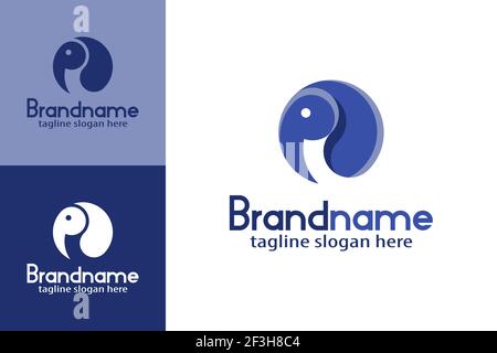 Simple and minimalist elephant logo with round design concept,modern elegant and unique logo design. Stock Vector