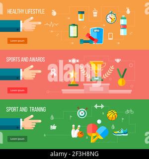 Vector flat sport icon with lifestyle, healthy, rewards elements. Stock Vector