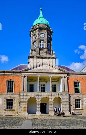 Republic of Ireland; Dublin, Exterior view of the historical Dublin Castle at Dame Street Stock Photo