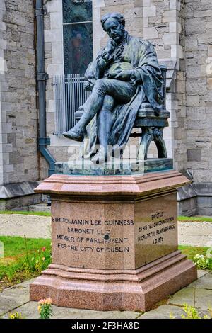 Republic of Ireland; Dublin, St Patrick's cathedral church is a national church of Republic of Ireland, Benjamin Lee Guinness statue Stock Photo